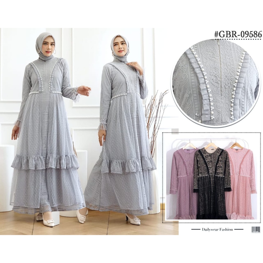 DRESS PESTA PREMIUM  BROKAT 09586 I Gamis Pesta Simpel I Gamis Remaja Muslimah