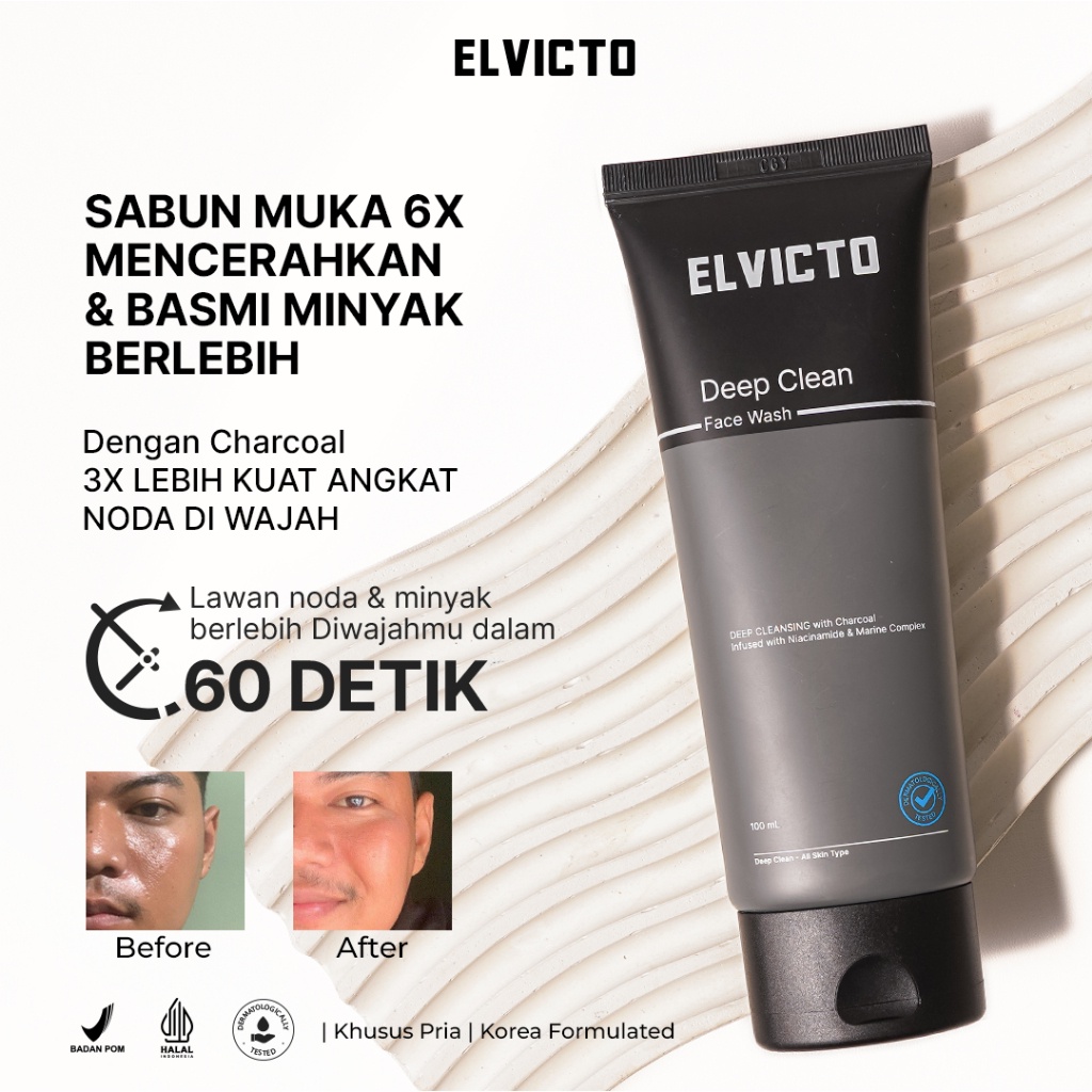 ELVICTO DEEP CLEAN FACE WASH Facial Wash Foam Cleanser for Men Skincare Pria Elvicto