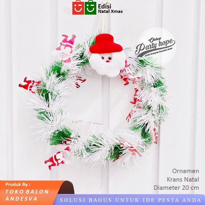 Hiasan Natal Krans Santa / Ornament Natal Ring / Karangan Bunga Natal / dekorasi natal pintu / ring 