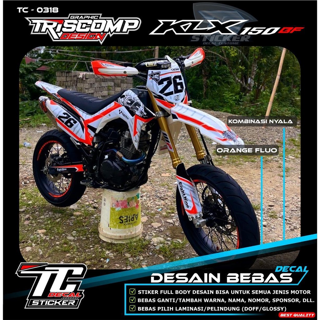 (COD) Stiker Decal CRF 150L Sticker Striping CRF Fullbody desain warna Putih List merah  Simpel cust