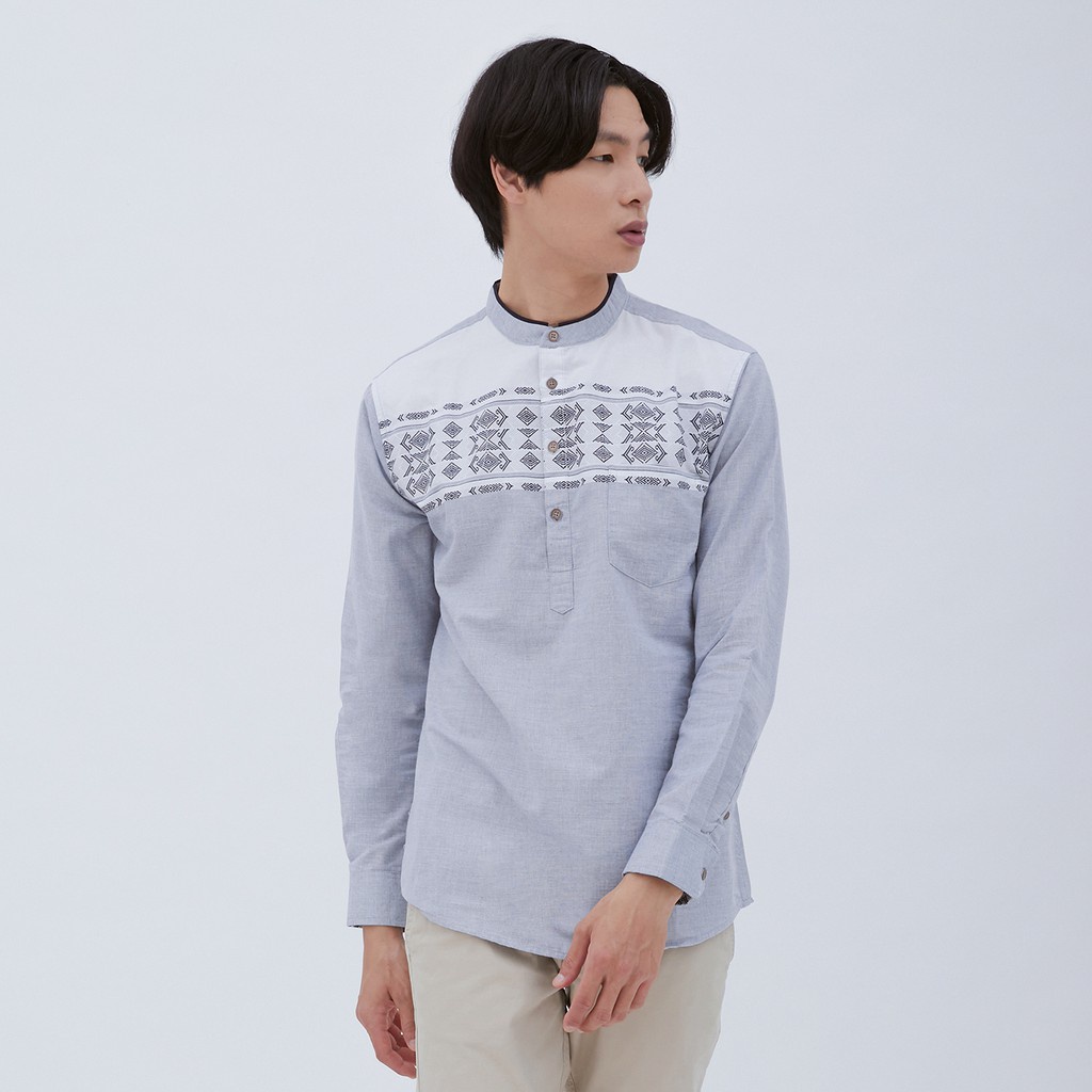 Ramayana Ciplaz Sidoarjo / M231 Kemeja Pria Koko Panjang Abu 1581