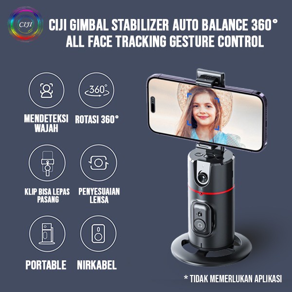 CIJI CJPG-P02 Gimbal Stabilizer Handphone Auto Balance 360°AI Face Tracking Gesture Control P02 Tripod Bluetooth Multifungsi-1