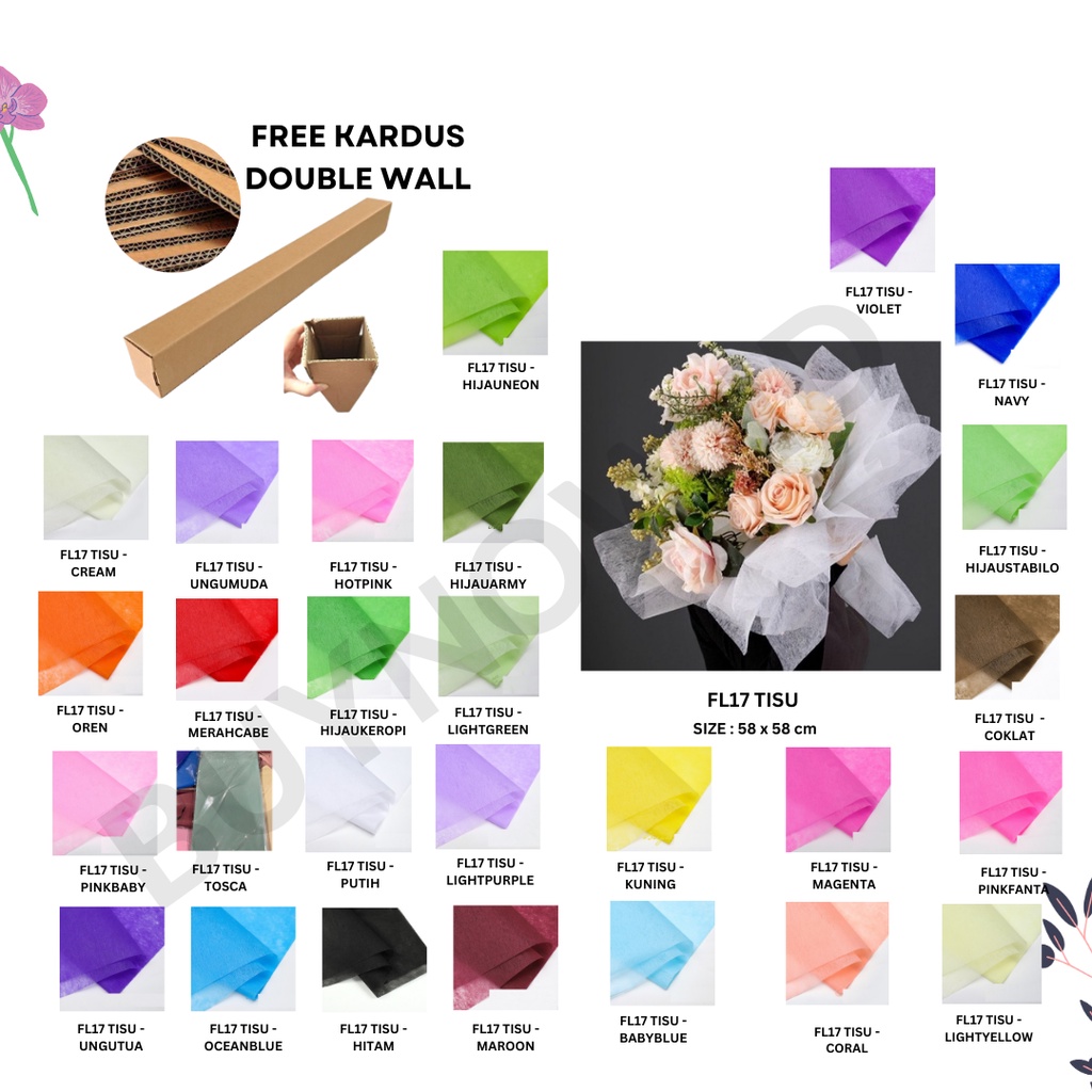 

(5 LEMBAR) - FL17 TISU Kertas Tissue Buket/ Kertas Tissue/ Flower Wrapping Paper
