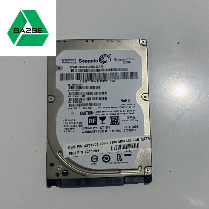 Hdd harddisk sata laptop 320gb seagate