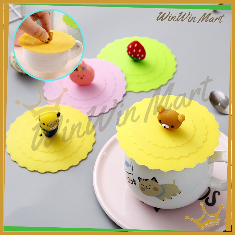 tutup gelas silikon/Tutup Gelas & Cangkir Silikon Karakter/tutup gelas dan cangkir silikon tahan pan