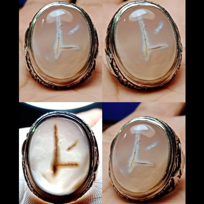 Cincin Batu Akik Natural Motif Gambar Huruf Abjad L Alfabet UnikAntik1