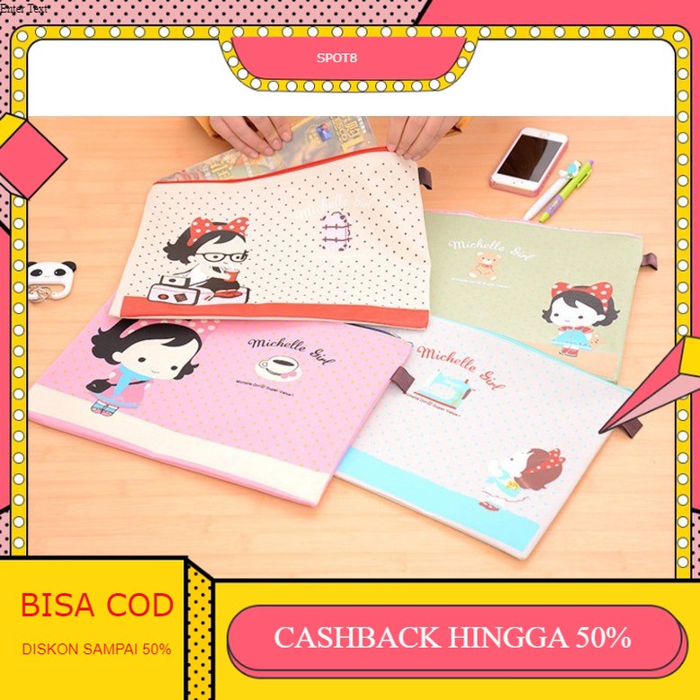 

Spot8 PF16 Michelle Girl Portable A4 file Storage Pouch Bag Tempat Buku Alat Tulis