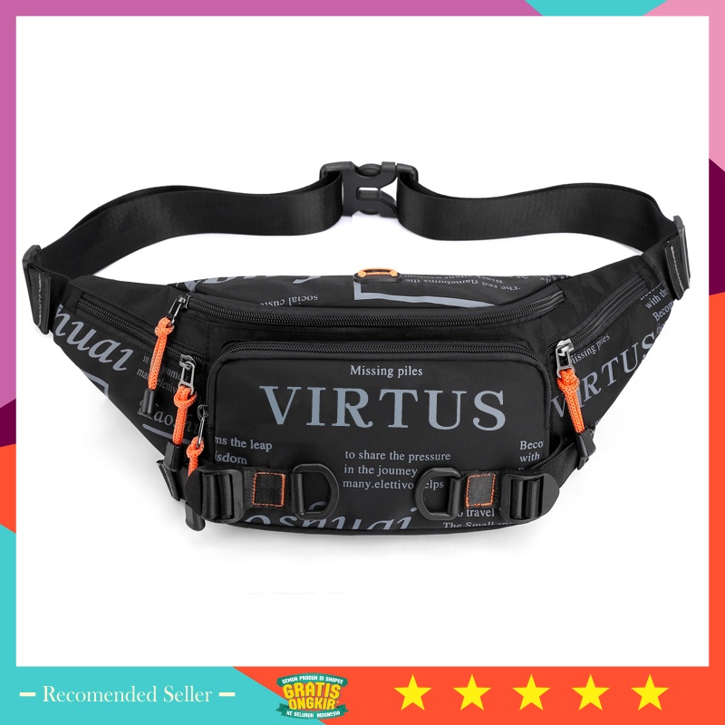 Tas Pria Keren Premium Kuat tidak jebol simple kekinian - Virtus Tas Pria Waist Bag Tas Cowok Should