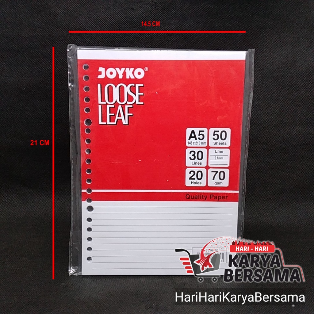 

JOYKO LOOSE LEAF A5 REFIL KERTAS BINDER BERGARIS ISI 50'S