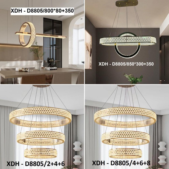 Lampu gantung kristal LUXURY CRYSTAL 3 COLOUR LED chandelier D8805