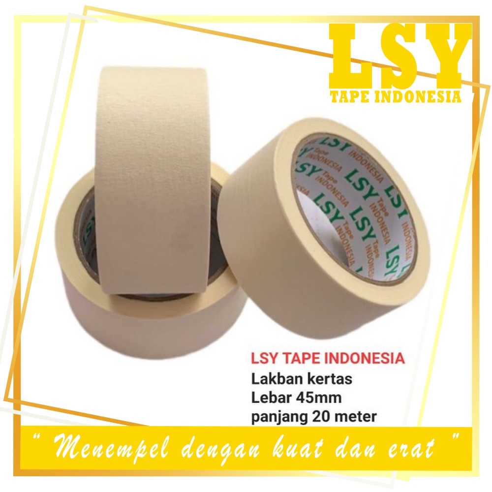 

LSY Masking Tape 45mm x 20meter Full | Lakban Kertas Serbaguna ( CHO )