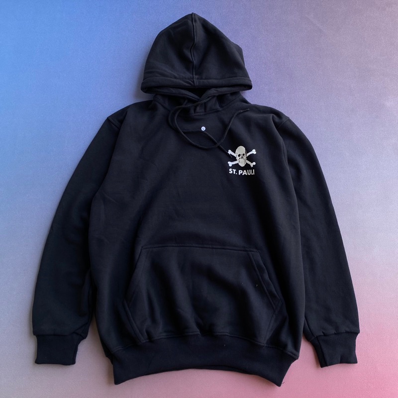 Jaket Sweater Hoodie ST PAULI The Classic Football Hitam Fulltag & Label