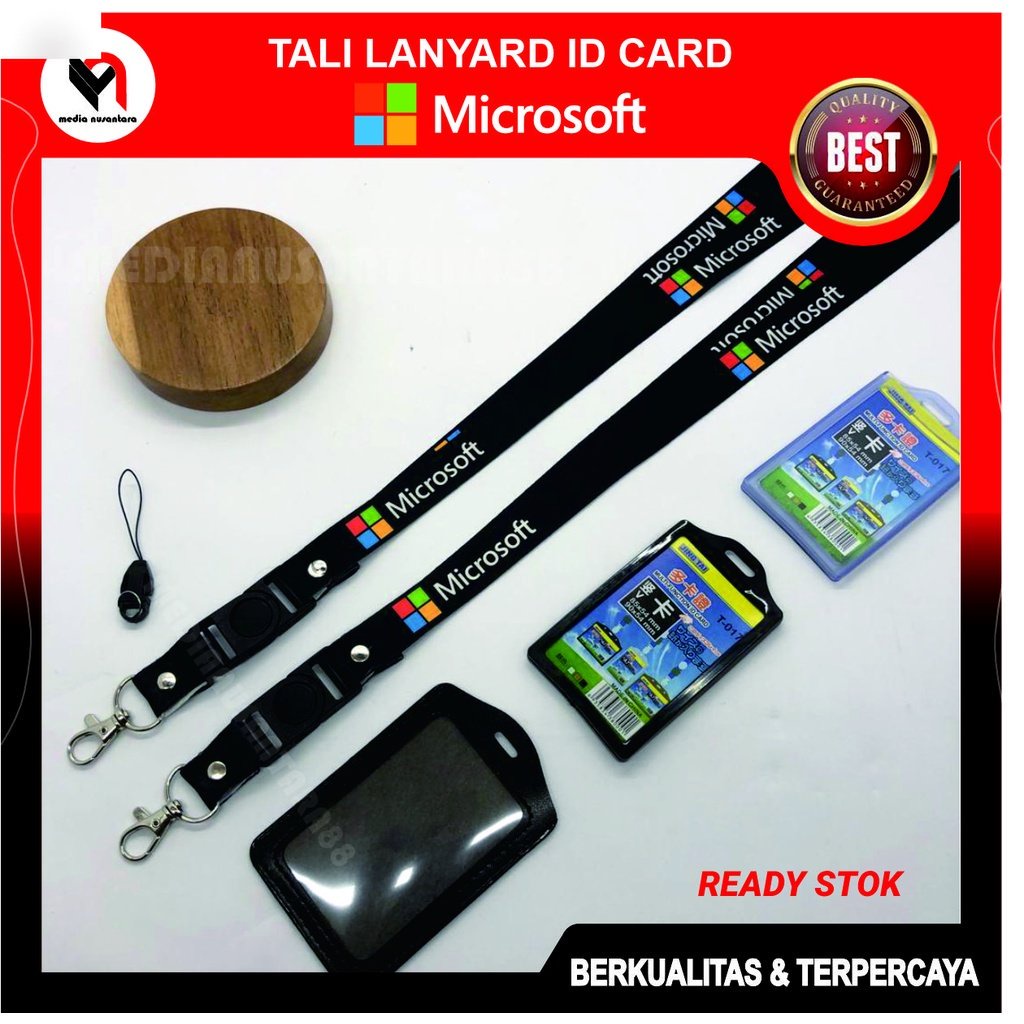 

MICROSOFT Lanyard, Tali ID Holder Logo Cetak 2 Sisi Full Colour Exclusive