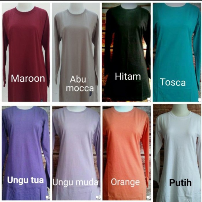 best -XXL BIG Kaos Tunik Polos Wanita Muslimah Panjang Olahraga Tebal - Tosca, XXL