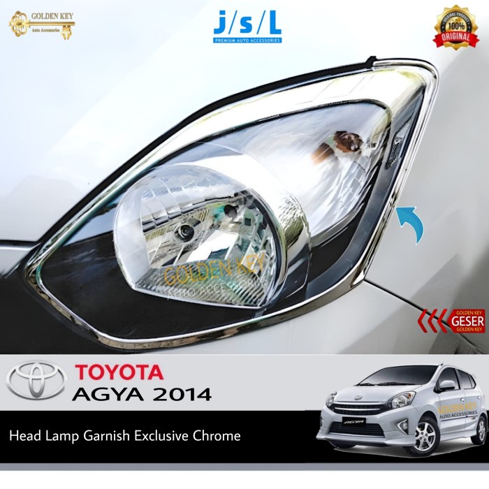 JSL Garnish Depan Agya 2014 Head Lamp Garnish Exclusive Chrome