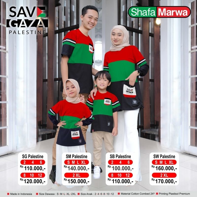 kaos couple family merk shafa marwa save Gaza Palestina series