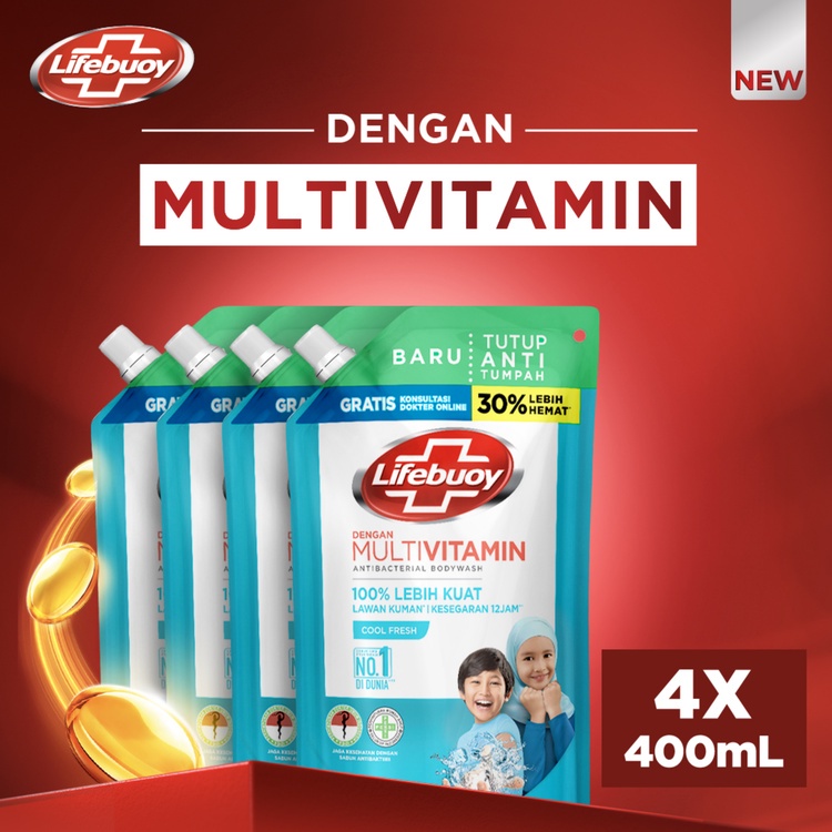 COD Lifebouy Sabun Cair Cool Fresh Refill 400ml (Paket Isi 4)
