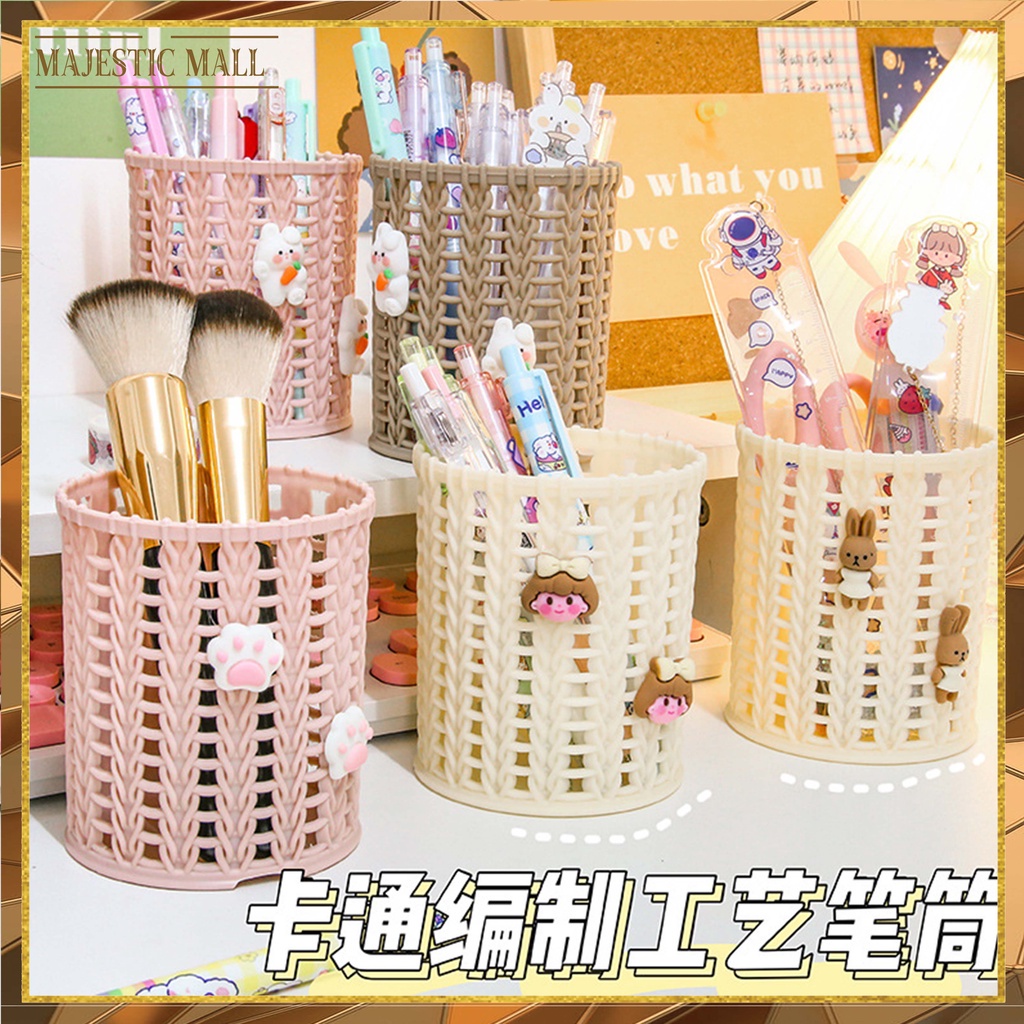 

® Tempat Pensil Dan Pulpen Motif Keranjang Desktop Pen Holder Serbaguna Import COD