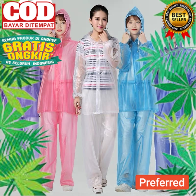 JAS HUJAN SETELAN DEWASA / MANTEL HUJAN TRANSPARAN / JAS HUJAN RAINCOAT / JAKET HUJAN WATERPROOF  SE