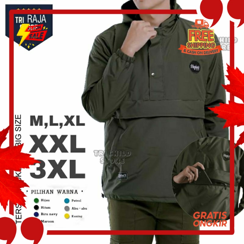 OUTFIT JKT48 TERBARU NEW ERA //( COD ) Jaket Parasut Big Size Pria - Jaket Waterproof Pria ukuran be