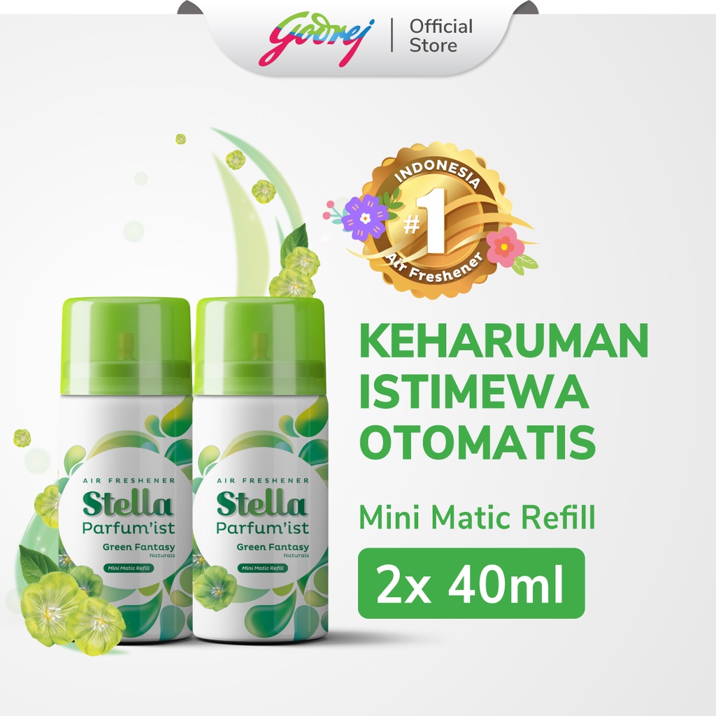 Stella Mini Matic Refill Green Fantasy 40ml x 2 - Refill Pengharum Ruangan Otomatis