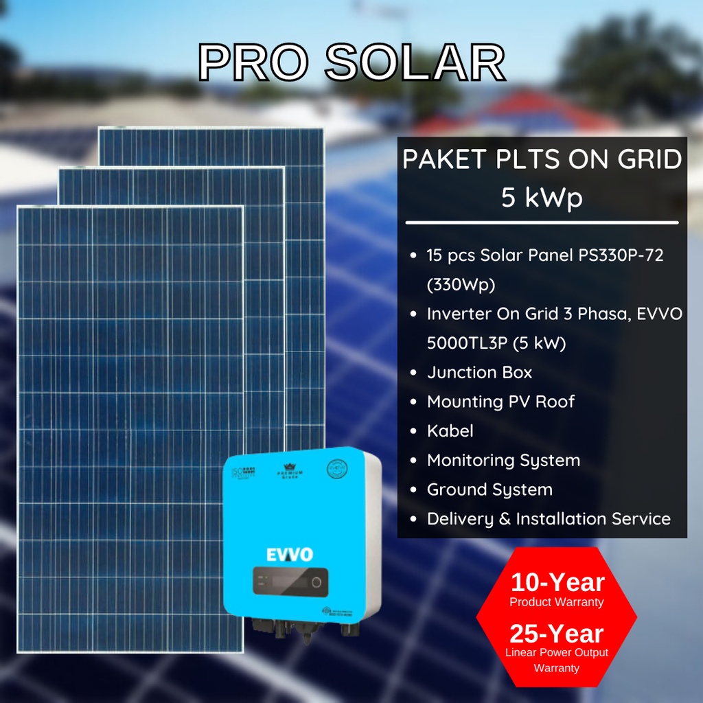 Paket Panel Surya / Solar Panel / Solar Cell (PLTS) 5 kWp (5000 watt)