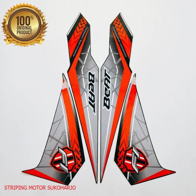 (ORI) striping honda beat fi esp 2016 2017 hitam lis merah kualitas original