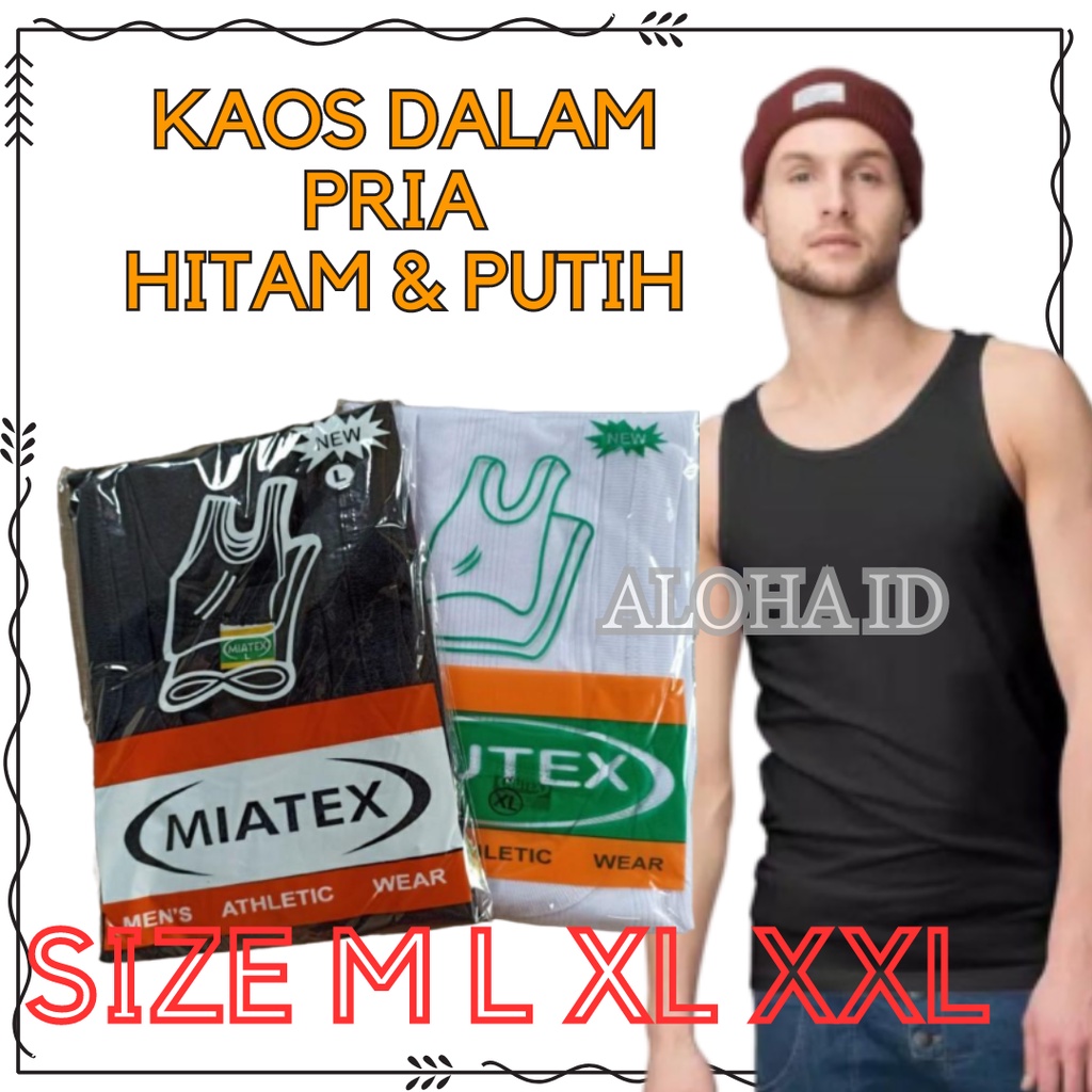 Singlet Pria Kaos dalam - Hitam & Putih - Cowok Laki Dewasa - Nugros Nutex GROSIR ALOHA ID