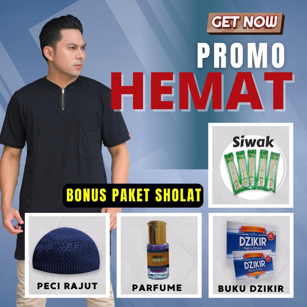Kaos Kurta Gamis Zipper Bonus Paket Ibadah