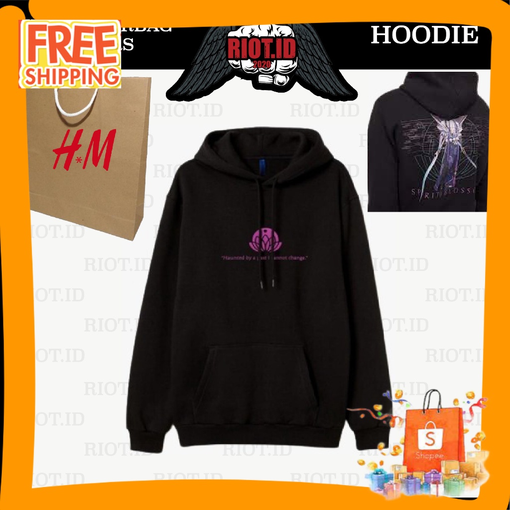 HOODIE PRIA POLOS MOTIF MURAH/ (11.11) Hoodie HM Spirit Blossom Hitam FREE PAPER BAG Full Tag Jacket