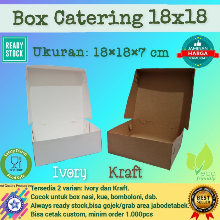 

Box Catering/ Kotak Nasi/ Dus Snack 18x18 - coklat laminasi Simple pack