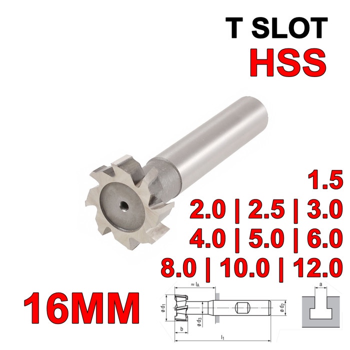 T SLOT 16 HSS Cutter T 16 mm Slotting T Slot Milling T-Type