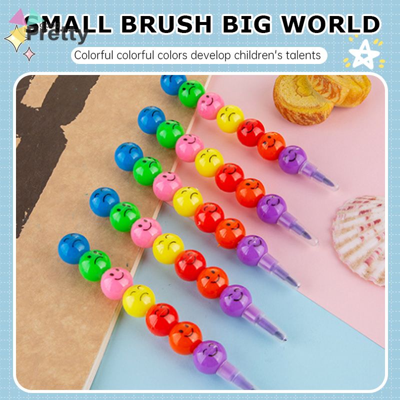 

Pensil Tujuh Bagian Krayon Grafiti Wajah Tersenyum Pensil Kreatif Kartun Belajar Siswa PD