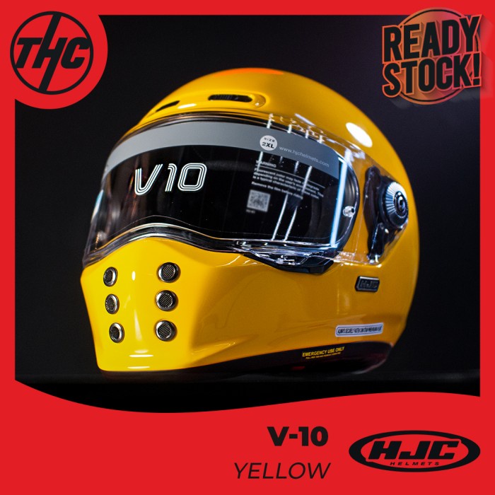 HELM HJC V10 YELLOW VINTAGE FULL FACE HELMET