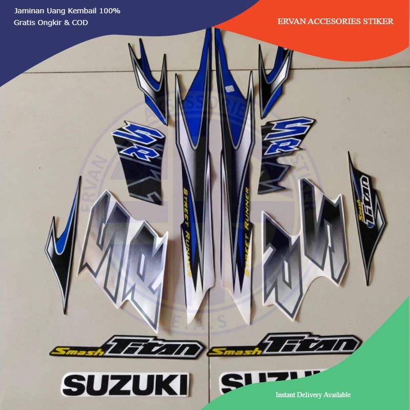 striping suzuki smash 110 Titan SR 2010 putih hitam body standar berkualitas