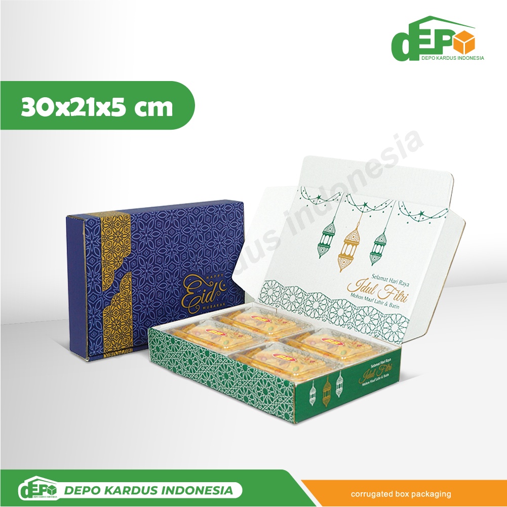 

Box 30x21x5 cm (KuKer Toples KOTAK isi 4) Kardus/Karton/Kue Kering/kuker/hampers/idul fitri/eid mubarak/toples kotak/Tinggi5