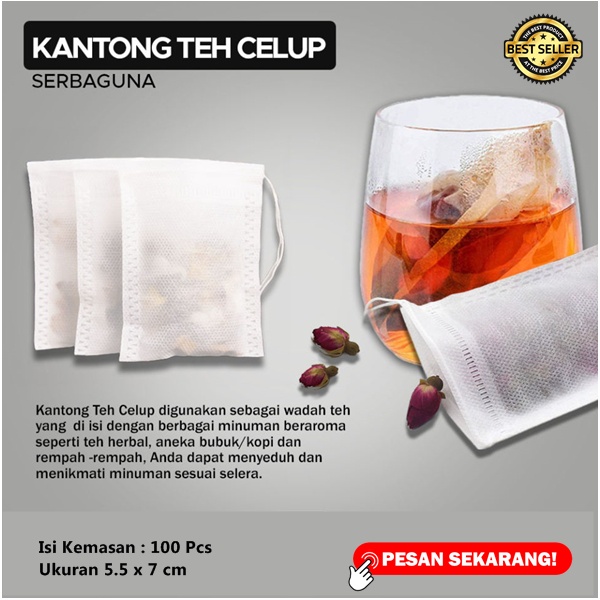 Kantung Teh Celup Kosong 100pcs  Teabag Kosong Food Grade Ukuran Kecil