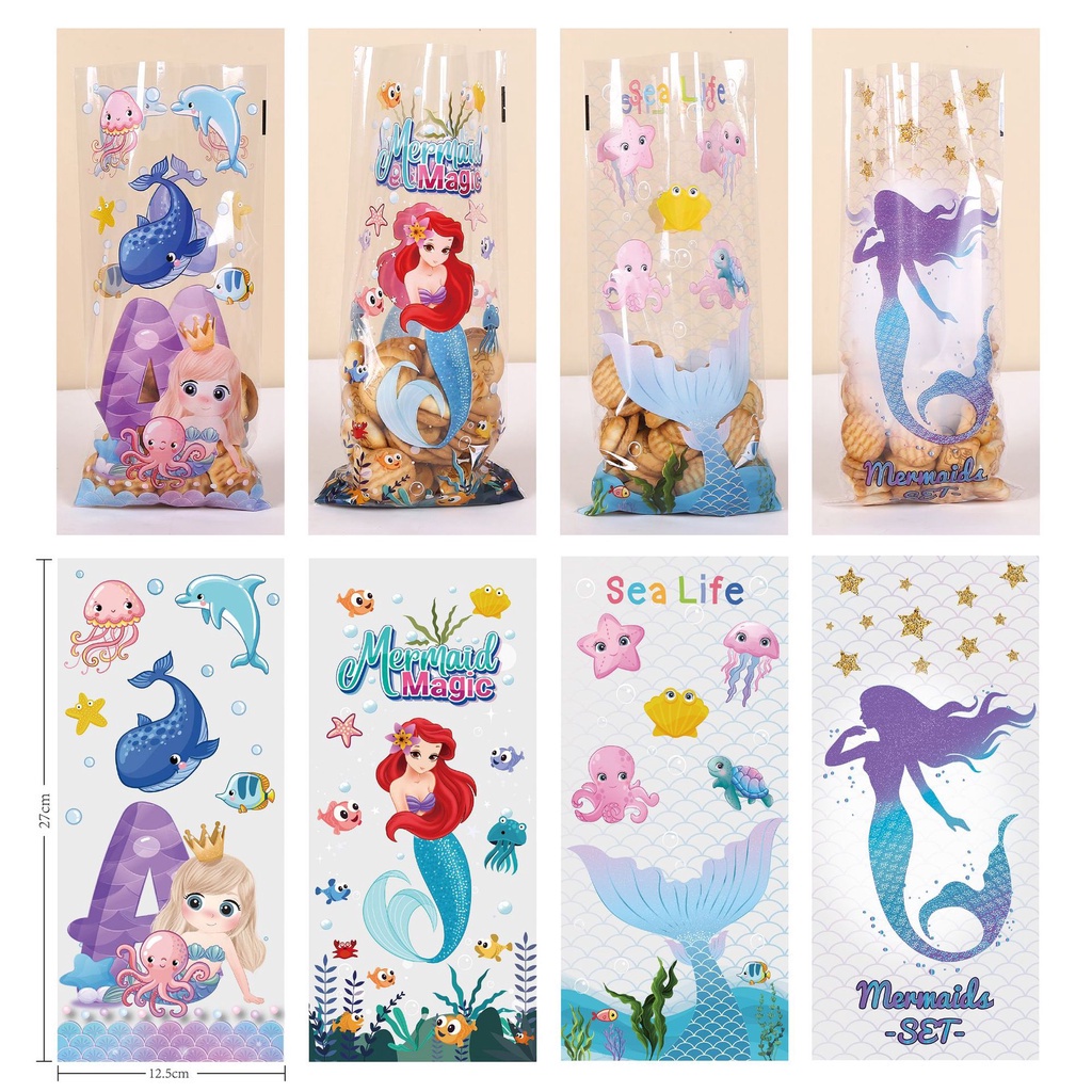 

(Instan) PLASTIK SNACK ULANG TAHUN / PLASTIK KUE UNIICORN MERMAID / COOKIES BAG