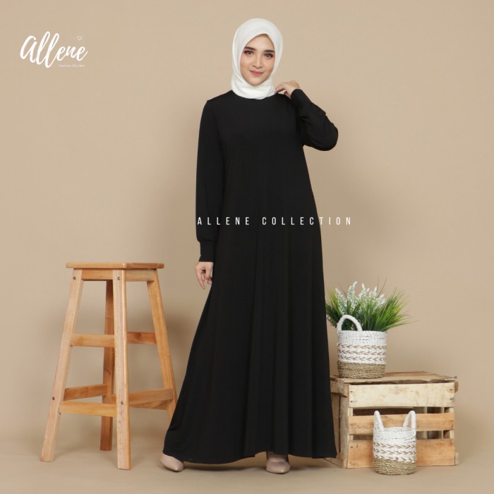 Gamis Spandek Jersey Polos Korea Premiu Super Tebal Spandek Murah - Hitam, L