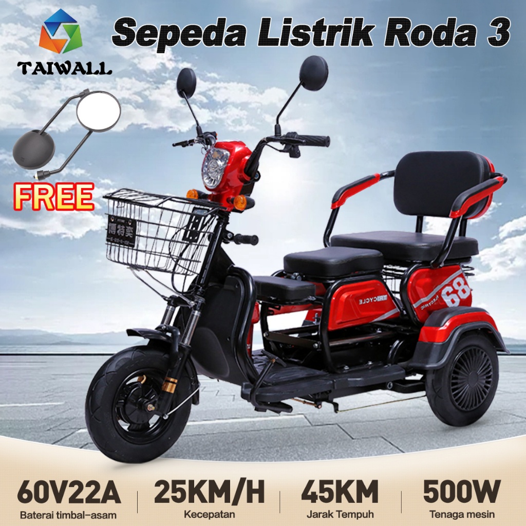 NE292- Sepeda roda tiga listrik / Sepeda listrik / Sepeda motor roda 3 / SEPEDA MOTOR LISTRIK RODA 3