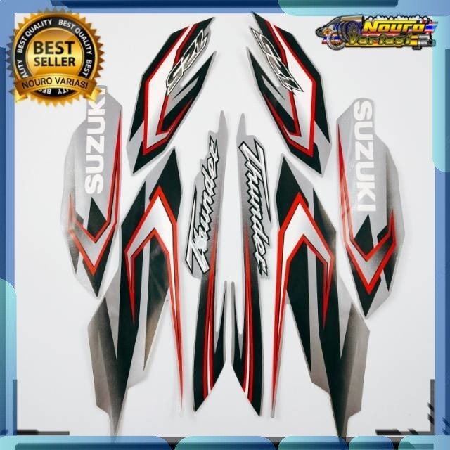 Stiker striping suzuki thunder 125 silver 2010 2011  motor standar bagus