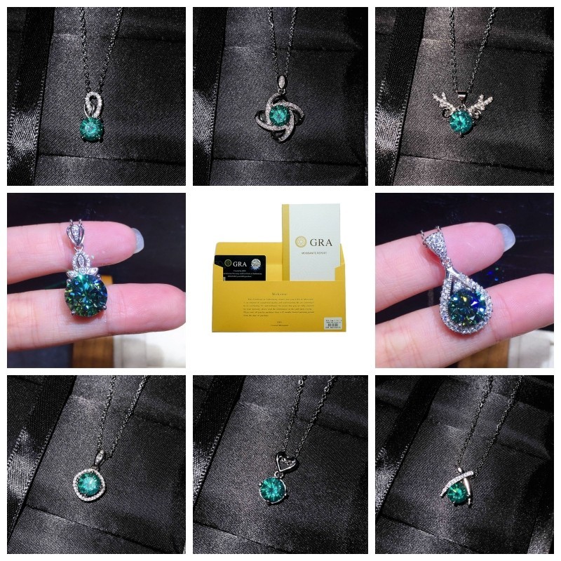 (With Gra Certificate) Liontin Kalung Berlian Hijau Biru Maldives Pt950