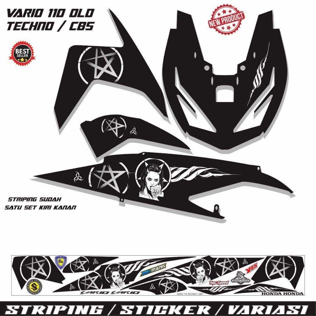 STICKER MOTOR VARIO TECHNO OLD 110 /STIKER VARIO LAMA CARBU TECHNO 110 FI VARIASI STRIPING