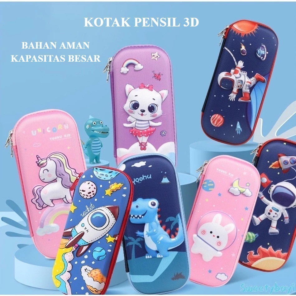 

Kotak Pensil 3D Tempat Pensil Pen Alat Tulis Karakter Waterproof Kotak Pensil Anak Laki Laki Perempuan KRJ04