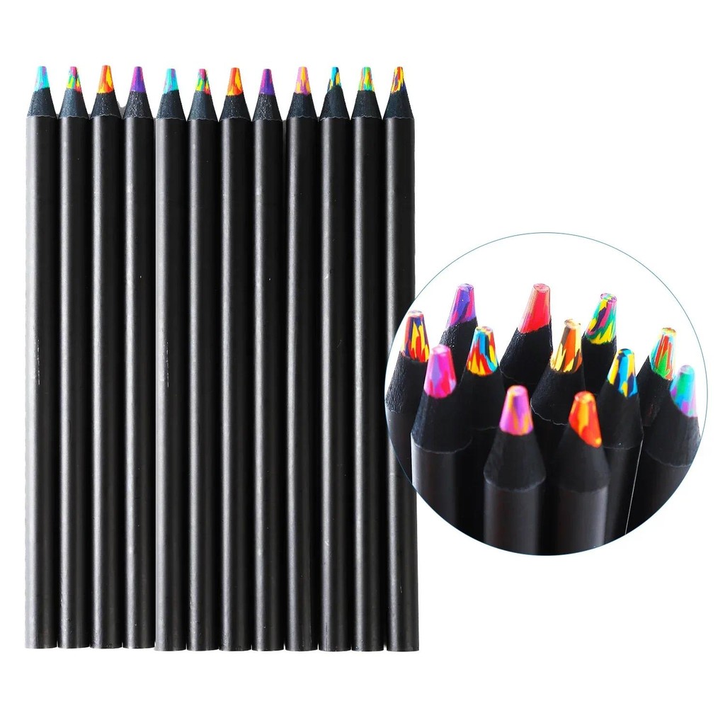 

1PC Concentric Rainbow Pencil Painting Crayones Kawaii Colour Pencil Set For Kids Drawing Crayons School Supplies Multi Colored