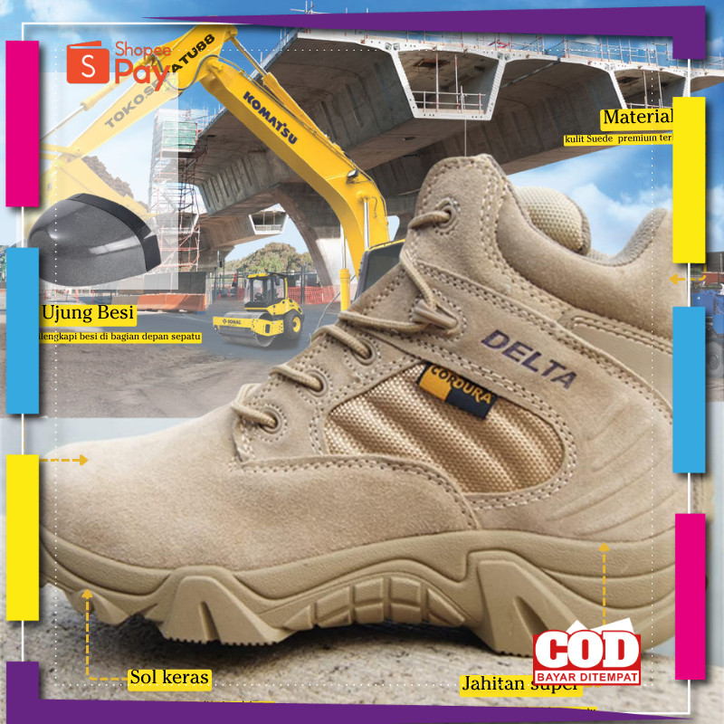 [PREMIUM ORIGINAL] Sepatu Boots Safety  Delta Cordura Tinggi Pendek sepatu PDL PDH Outdoor Murah