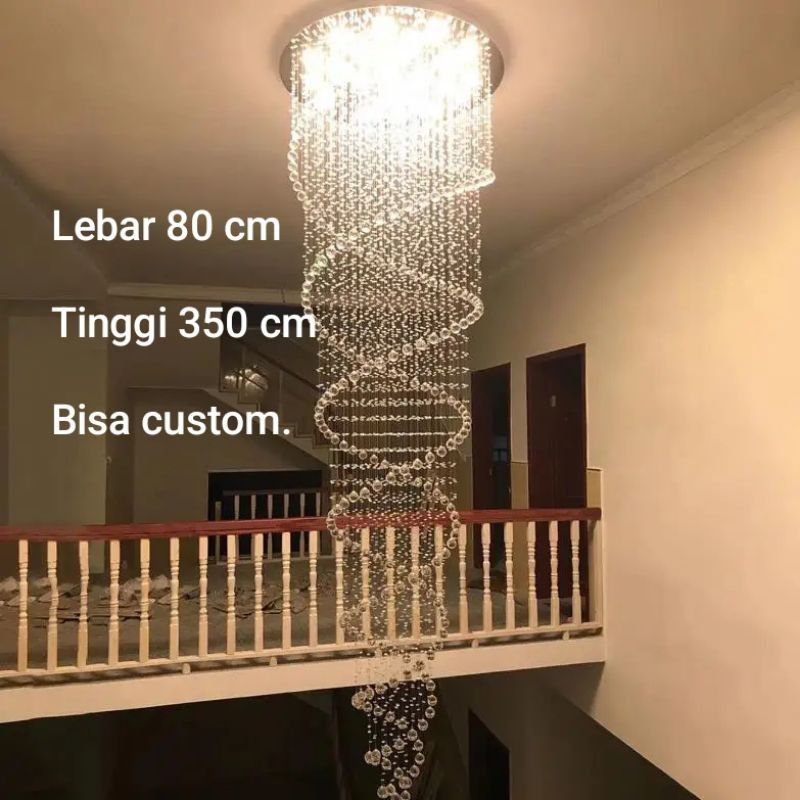 Lampu hias plafon Lampu void utama void tangga Lampu kristal 2 spiral SL47416