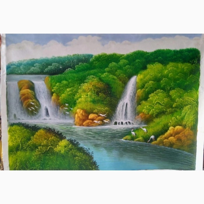 ✔E.SYO✔ - TERBARU lukisan air terjun fengshui - Merah