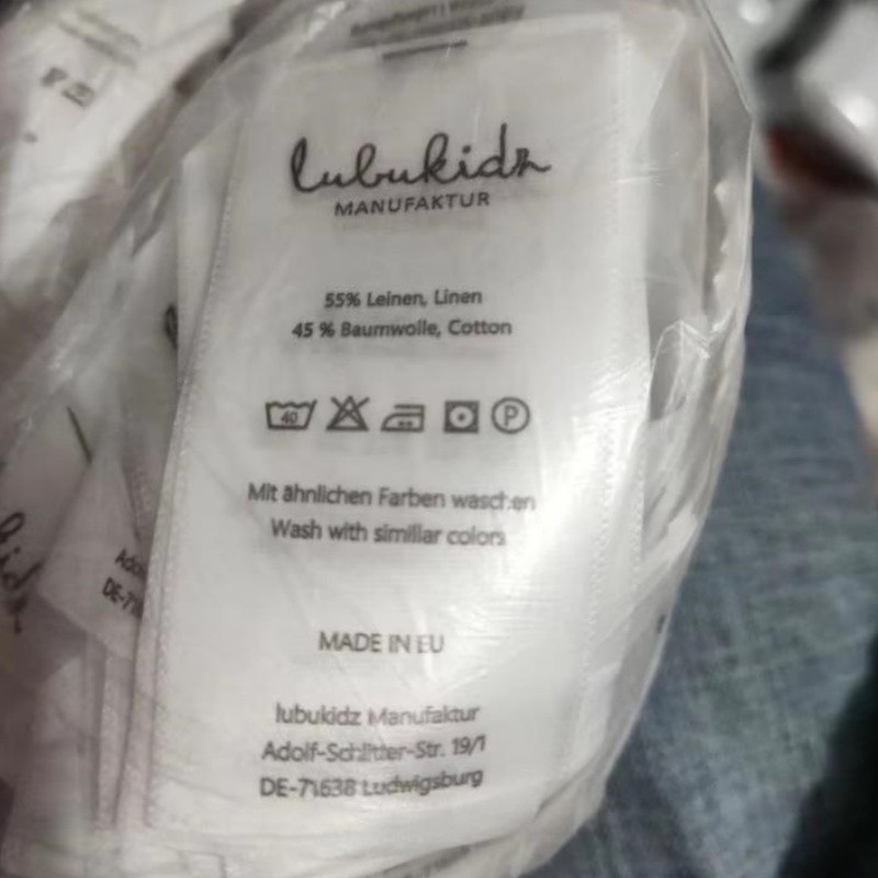 

1000PCS Custom big size satin ribbon cloth label 3.5 * 6.7 cm washing instruction precut care label