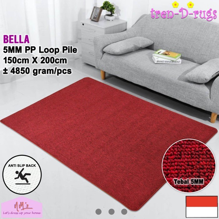 "E.SYO" - TERBARU Tren-D-rugs karpet permadani polos alas ruang tamu anti slip 150x200 - Maroon